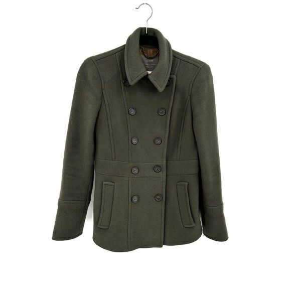 J. Crew Jackets & Blazers - J. CREW Stadium Cloth Nello Gori *Flawed Olive Green Wool Double Breasted Coat 2